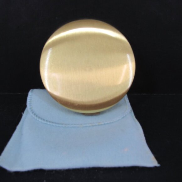 Vintage Women's Powder Compact with Powder Puff Gold Tone Cabin Waterwheel Scene - Picture 6 of 8